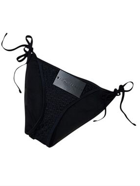 South Beach Black Honeycomb Tie Sides Bikini Bottoms Swimwear Size 6 NWT